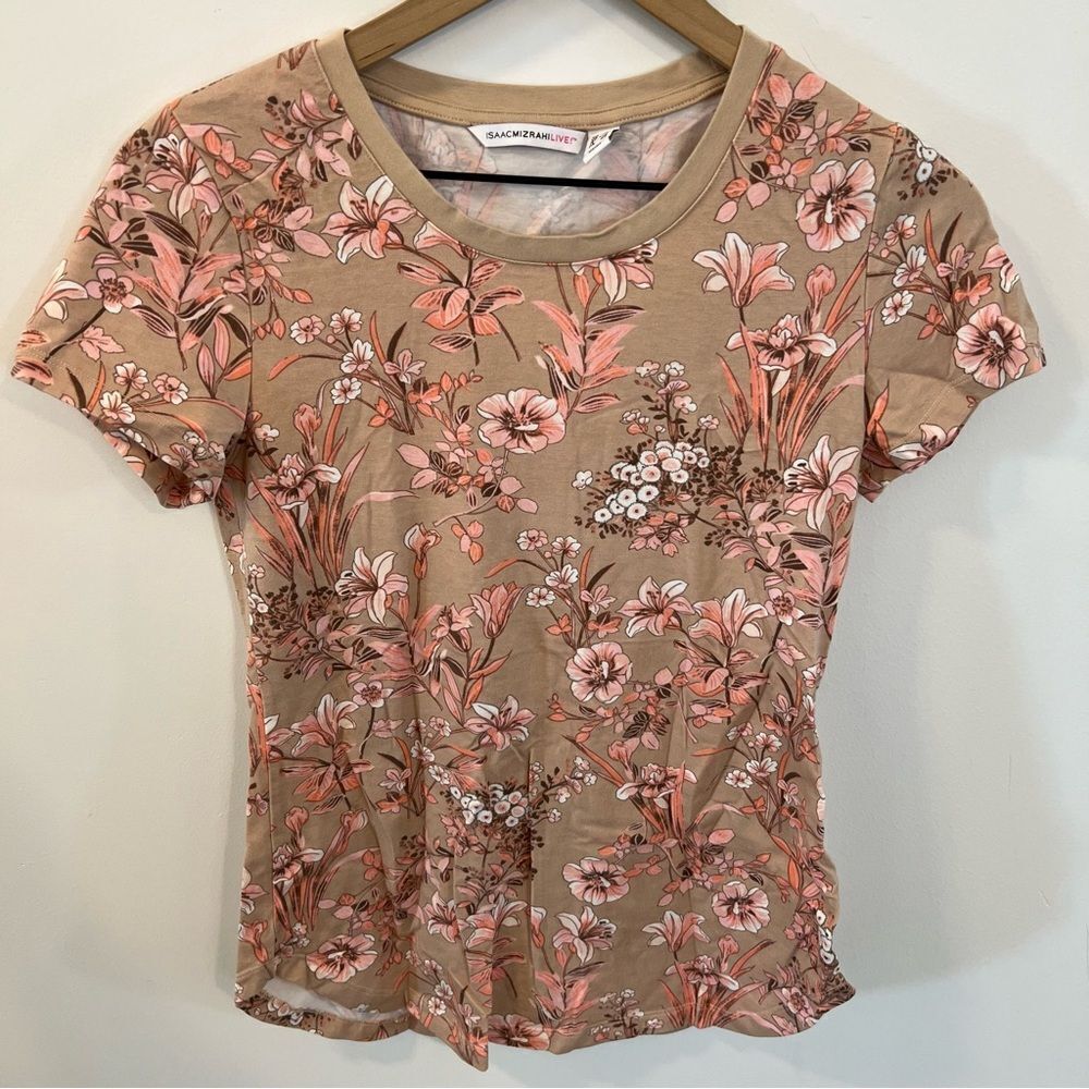 NWOT Isaac Mizrahi! Short-Sleeve Knit Top Floral | Size XXS - Picture 3 of 9